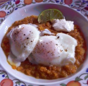 dal with poached eggs recipe