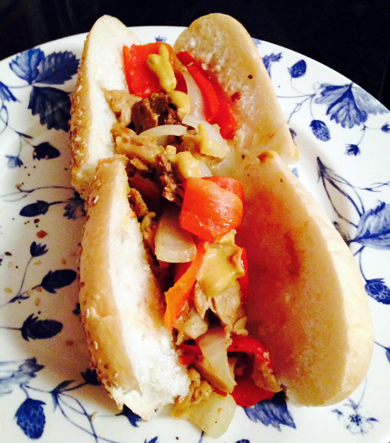 sausage and peppers with seitan (vegan, vegetarian)